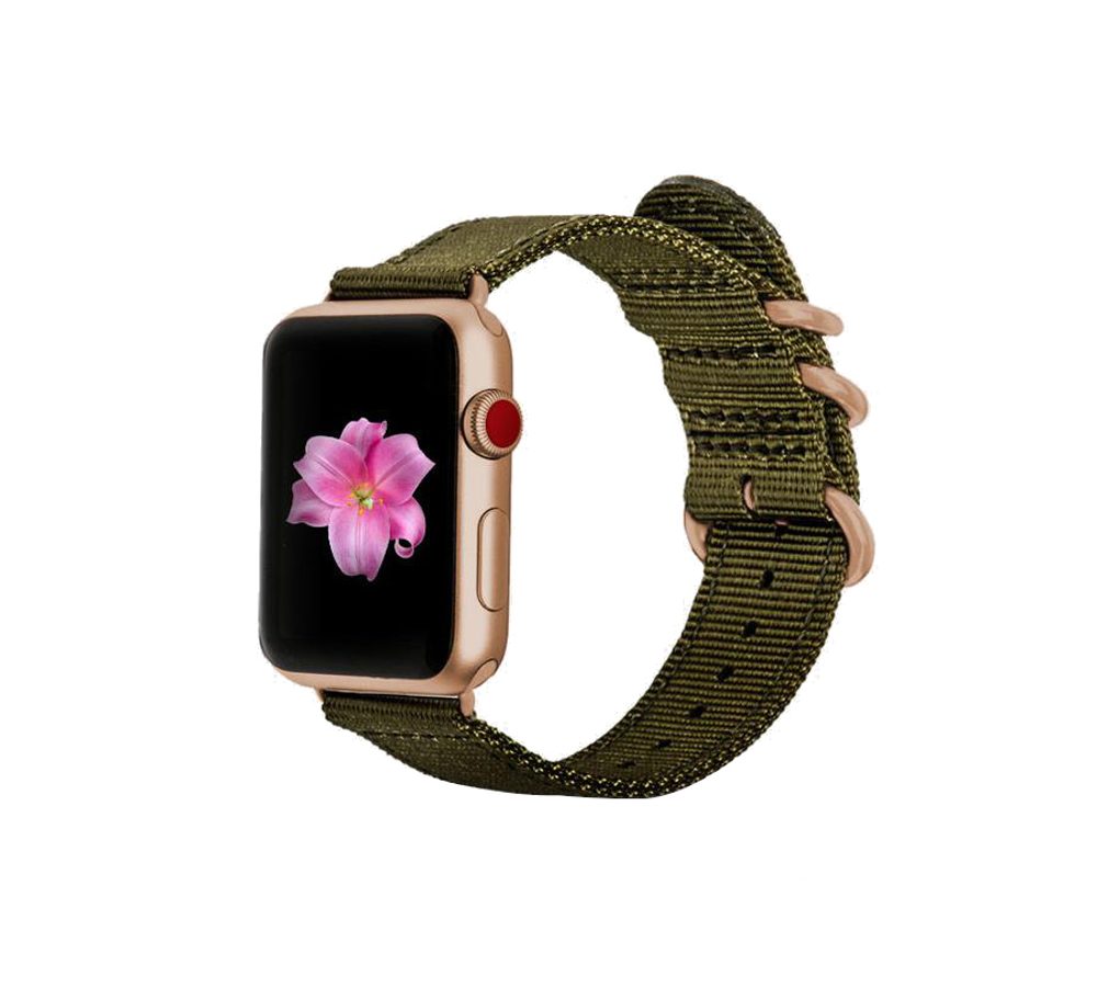 Monowear Nylon Band pro Apple Watch – zelená, Gold, 38 – 40 mm