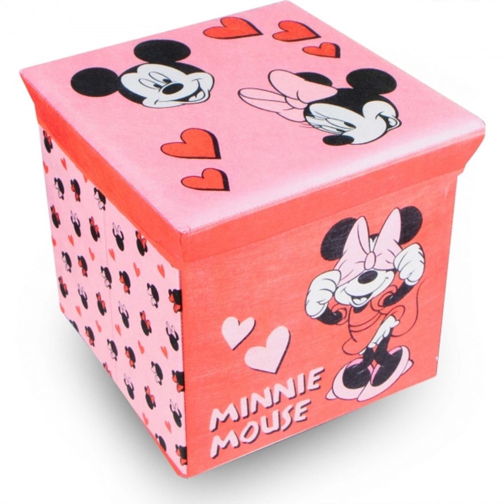 bHome Úložný box na hračky Minnie růžová s víkem