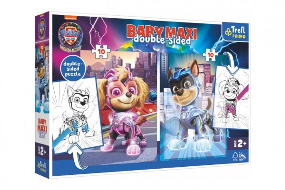 Trefl Puzzle MAXI oboustranné 2x10 dílků Hrdinští psi Tlapková patrola/Paw patrol v krab. 40x27x6cm 24m+