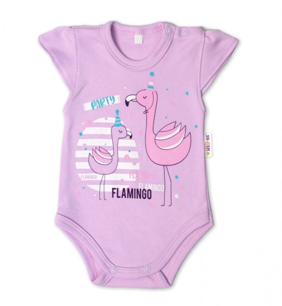 Baby Nellys Bavlněné kojenecké body, kr. rukáv, Flamingo - lila, vel. 86 - 62 (2-3m)