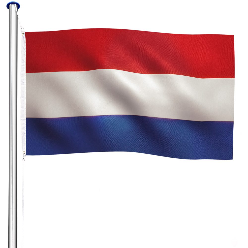 tectake 402125 hliníkový stožár s vlajkou, výškově nastavitelný - Holandsko - Holandsko