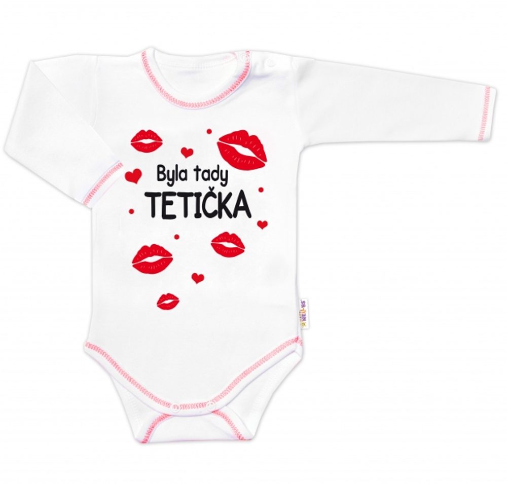 Baby Nellys Body dlouhý rukáv s vtipným textem Baby Nellys, Byla tady tetička, vel. 68 - 56 (1-2m)