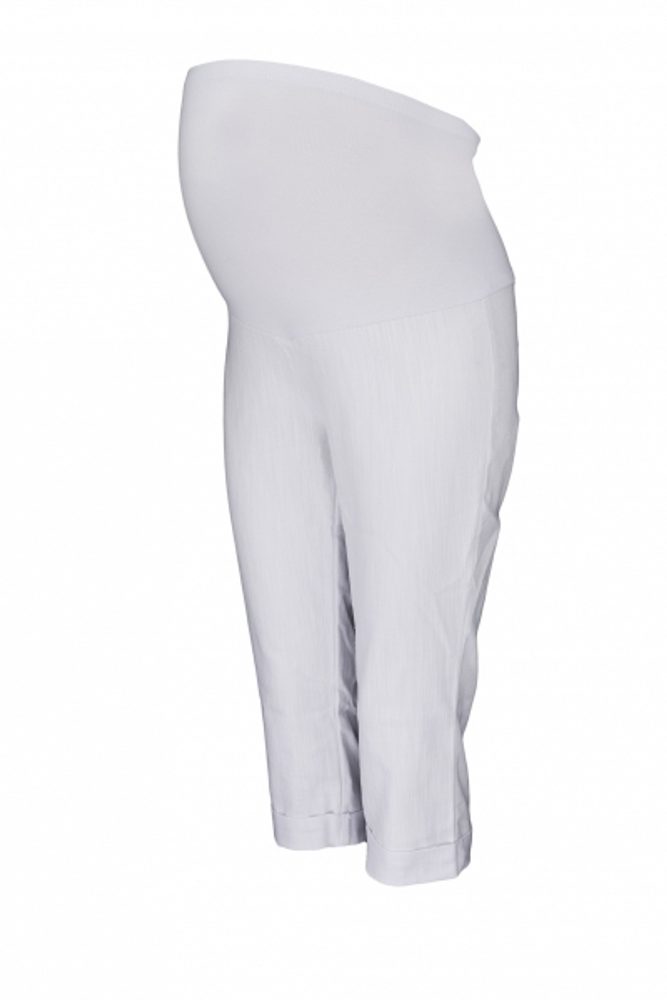 Be MaaMaa Těhotenské 3/4 kalhoty s elastickým pásem - bílé, vel. M - XL (42)