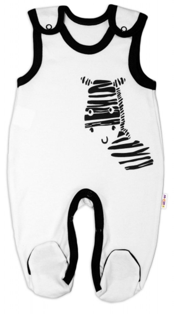 Baby Nellys Kojenecké bavlněné dupačky Baby Nellys, Zebra - bílé - 62 (2-3m)