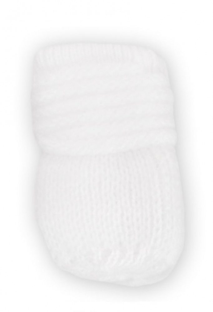 Baby Nellys Zimní kojenecké rukavičky pletené - bílé, Baby Nellys