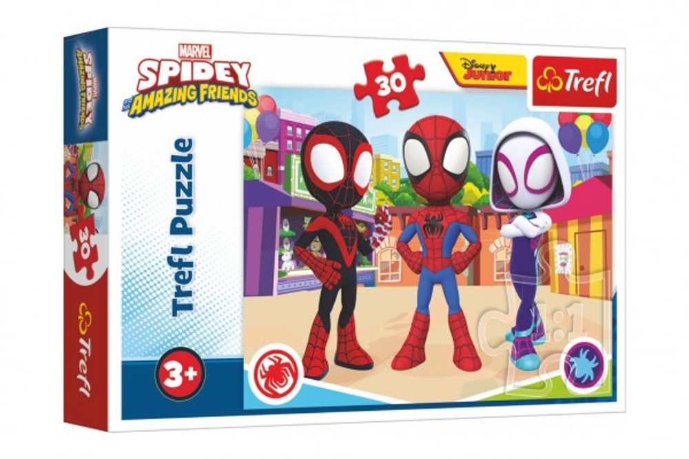 Trefl Puzzle Dobrodružství Spideyho a přátel 27x20cm 30 dílků v krabičce 21x14x4cm