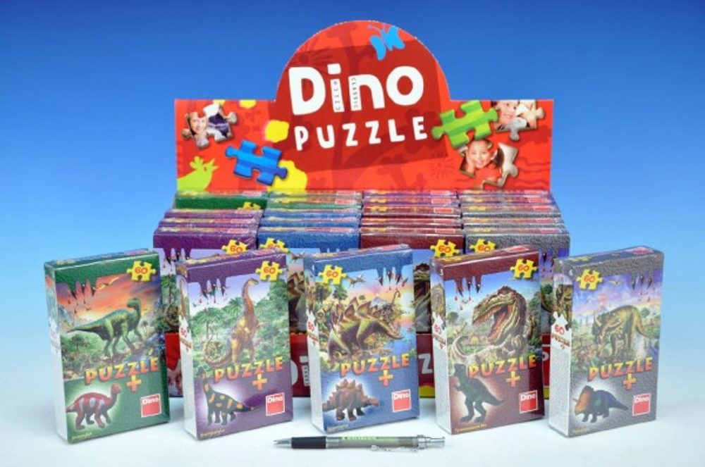 Dino Puzzle Dinosauři 23,5x21,5cm 60 dílků + figurka asst 6 druhů v krabičce 24ks v boxu