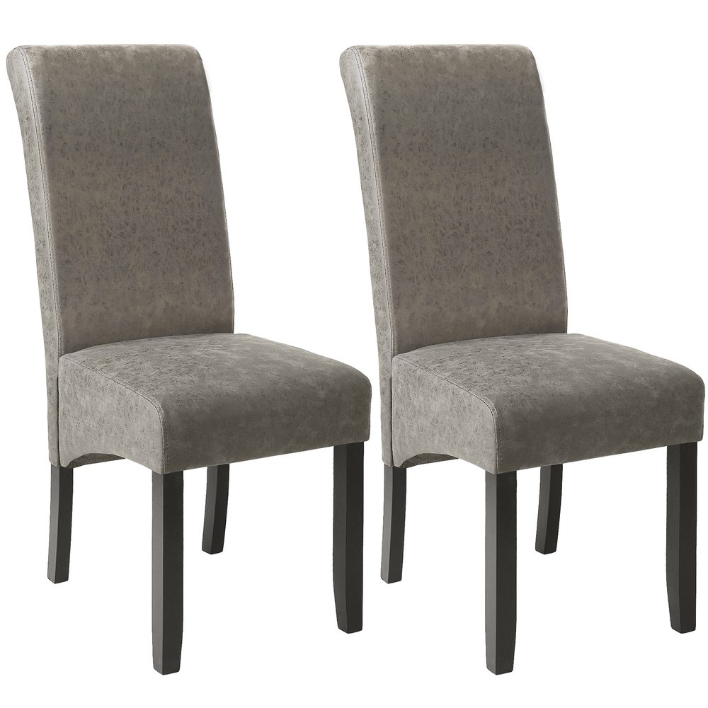 tectake 401293 2 jídelní židle ergonomické, masivní dřevo - mramorová šedá - mramorová šedá