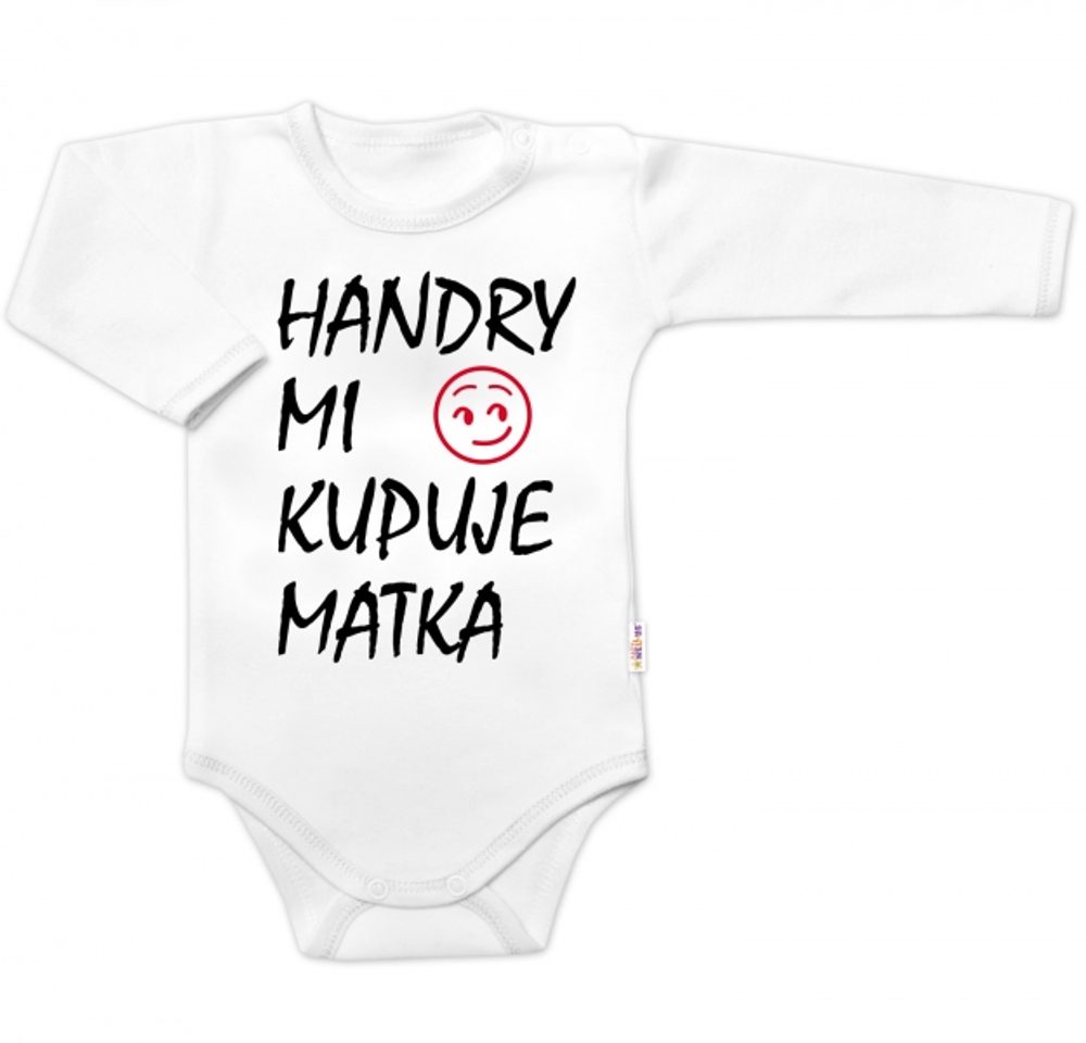 Baby Nellys Body dlouhý rukáv Handry mi kupuje matka, Baby Nellys, bílé, vel. 50 - 62 (2-3m)