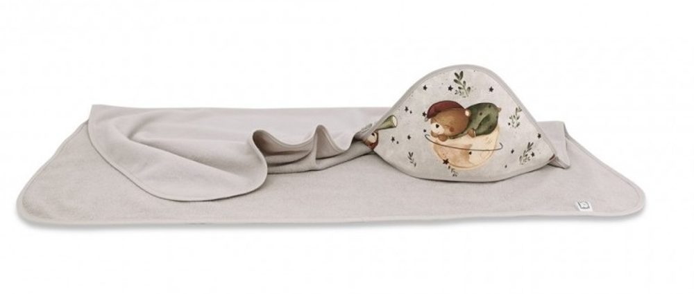Miminu Dětská termoosuška s kapucí, 100 x 100 cm, Teddy and Moon - béžová