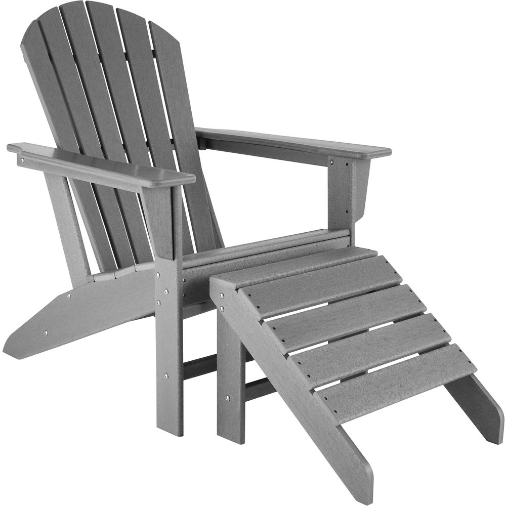 tectake 404609 zahradní židle s podnožkou - světle šedá - světle šedá