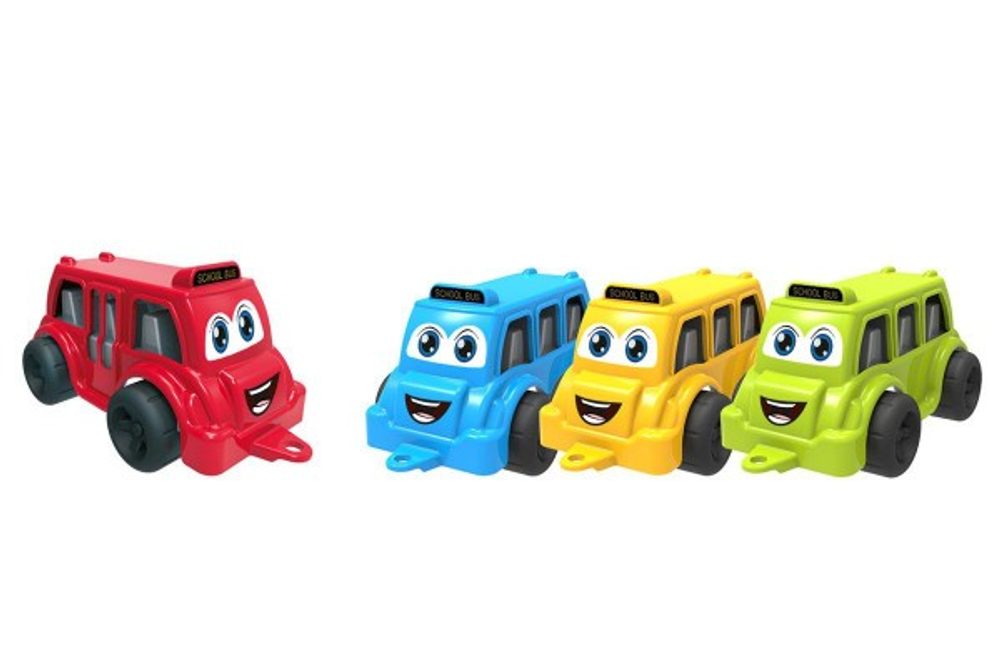 Teddies Autobus pro nejmenší plast 26cm na volný chod 3 barvy 12m+