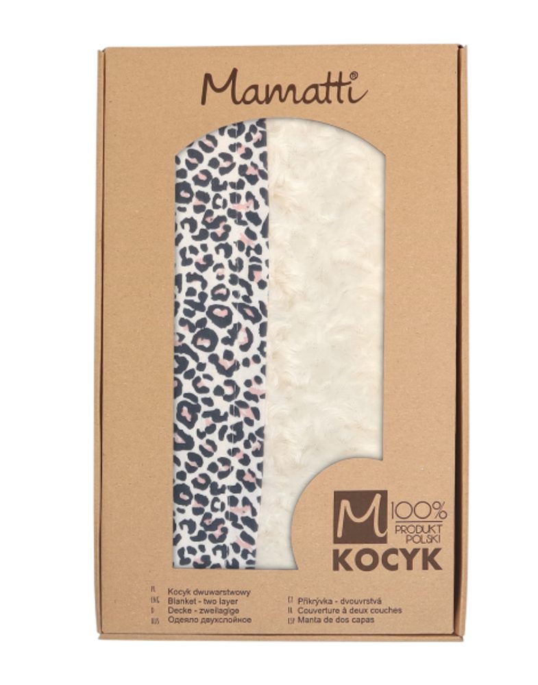 Mamatti Dětská oboustranná bavlněná deka s minky 80 x 90 cm, Gepardík, bílá se vzorem