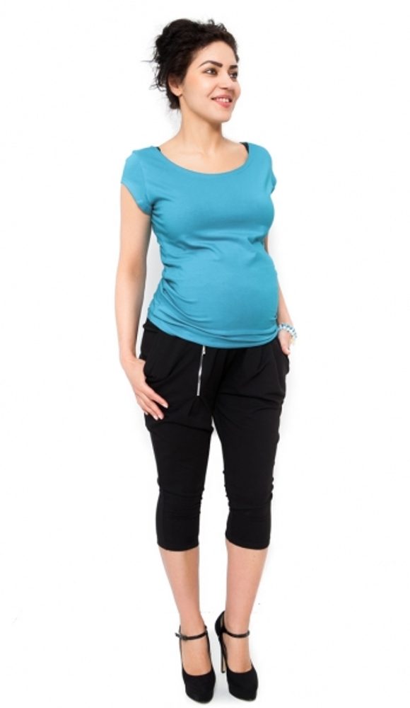 Be MaaMaa Těhotenské teplákové kalhoty Tonya 3/4 - černé, vel. S - S (36)