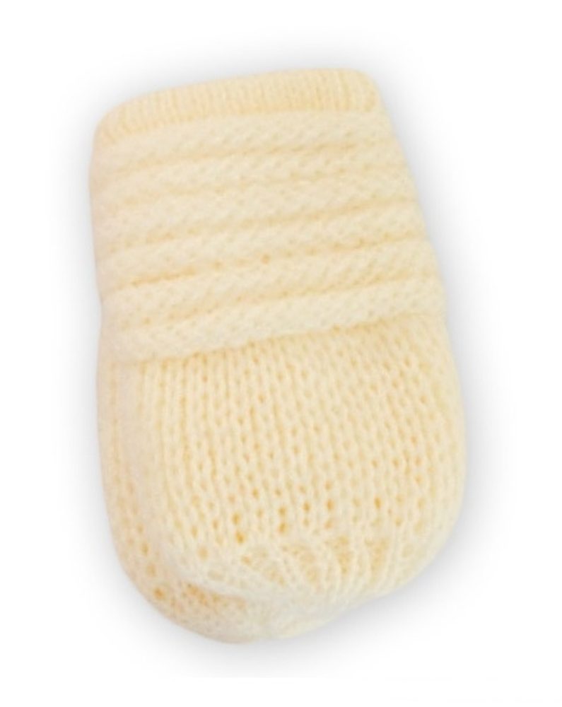 Baby Nellys Kojenecké rukavičky pletené, zimní - smetana, Baby Nellys - 56-68 (0-6 m)