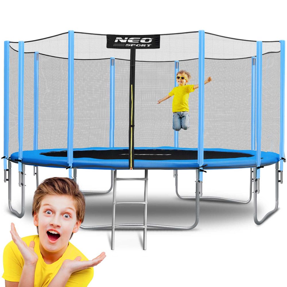 Neo-Sport Zahradní trampolína 15 stop/465 cm s vnější sítí a žebříkem Neo-Sport