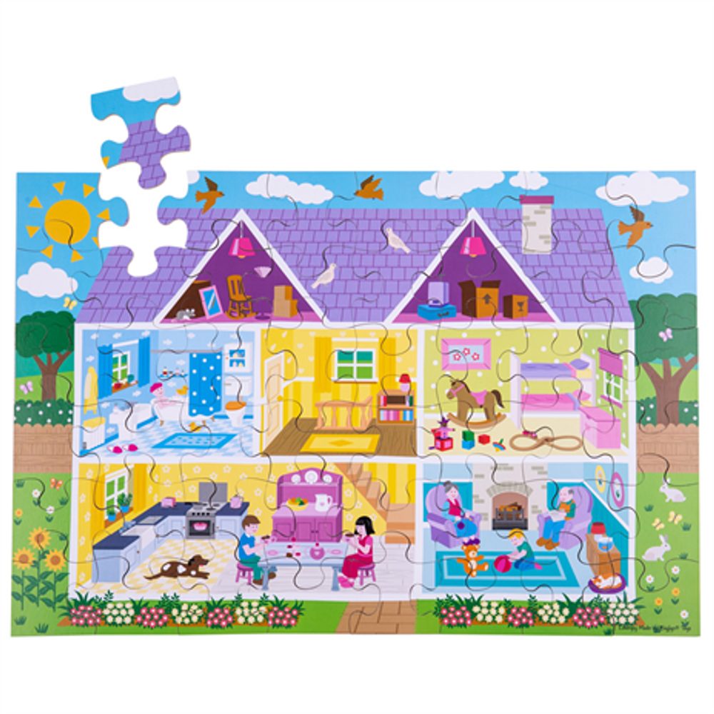 Bigjigs Toys Podlahové puzzle Domeček 48dílků