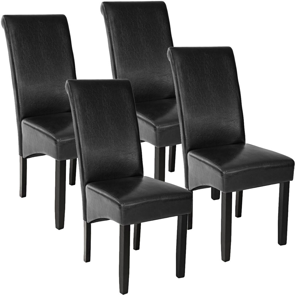 tectake 403494 4 jídelní židle ergonomické, masivní dřevo - černá - černá