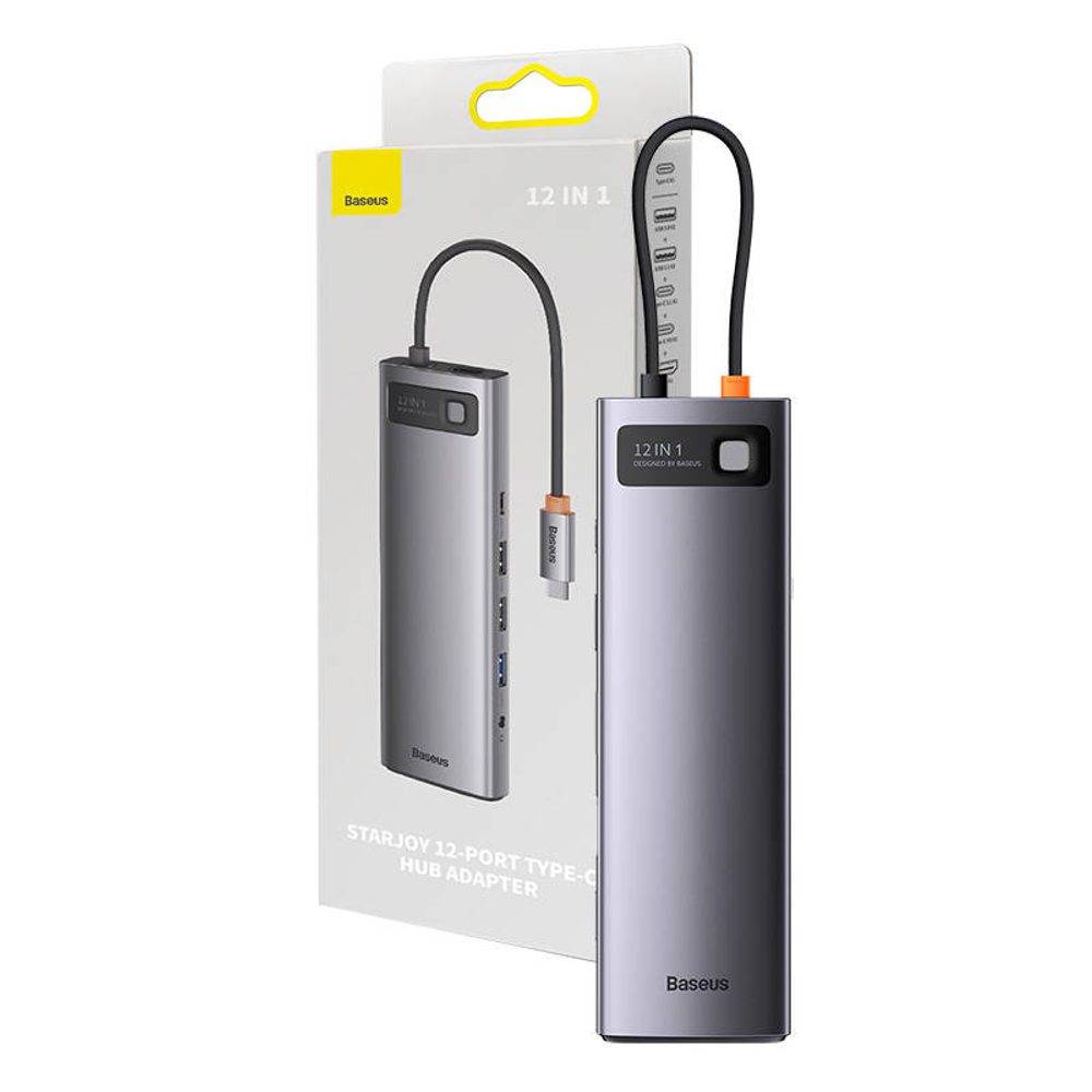 Baseus Rozbočovač USB-C 12v1 Baseus Metal Gleam Series Grey