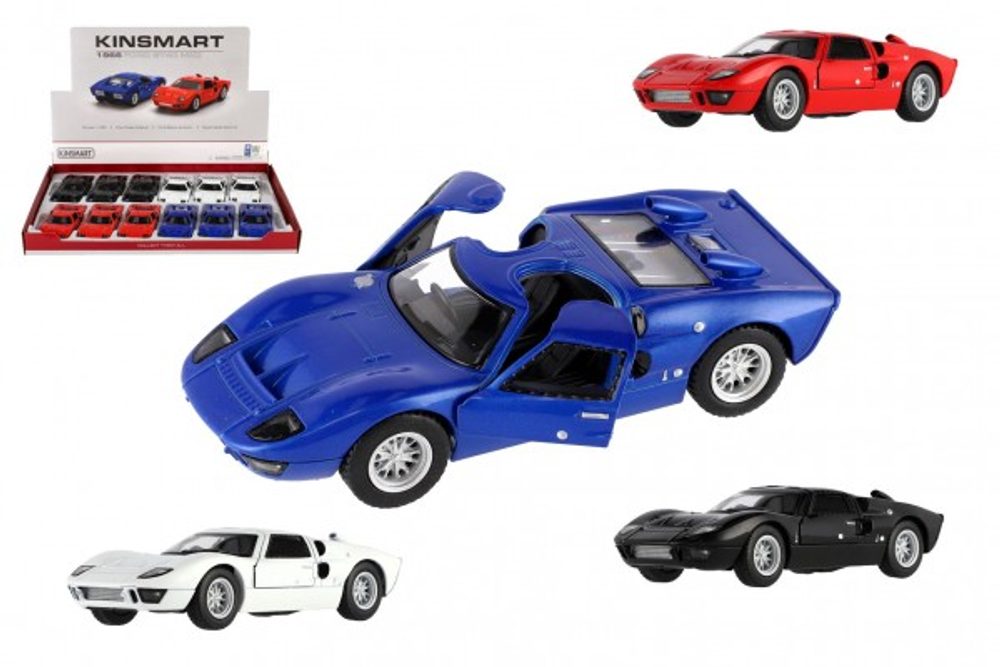 Teddies Auto Kinsmart 1966 Ford GT40 MKII kov/plast 13cm 4 barvy na zpětné natažení 12ks v boxu