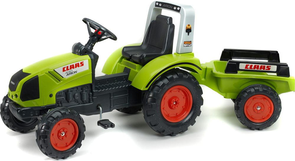 FALK Šlapací traktor 1040AB Claas Arion 430 s vlečkou