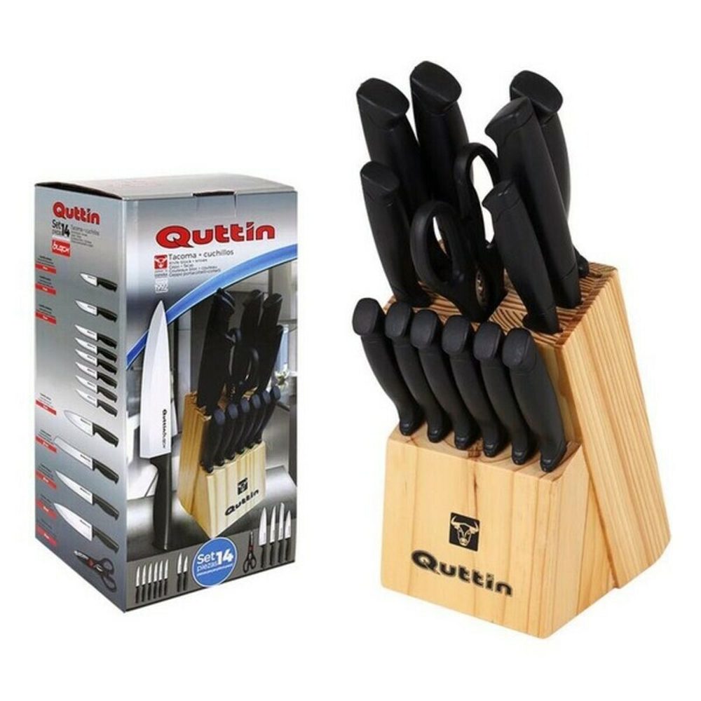 Popron.cz Sada nožů s dřevěným podstavcem Quttin Black (14 pcs)