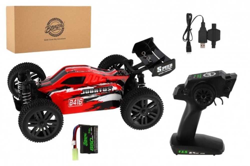 Teddies Auto RC Buggy Bonzai Jubatus terénní 30cm plast červené 2,4GHz na bat.+2xdob. pack v krab. 40x14x21