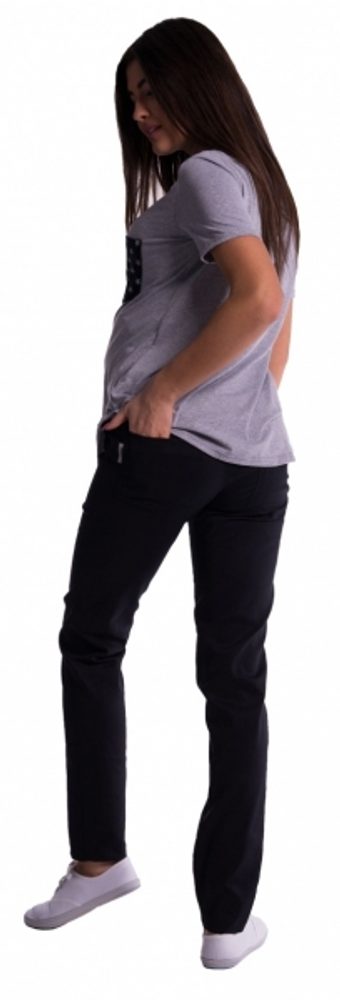 Be MaaMaa Těhotenské kalhoty s mini těhotenským pásem - černé - L (40)
