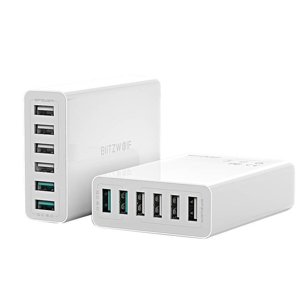 BlitzWolf Nabíječka 6x USB Blitzwolf BW-S15, QC 3.0, 60 W - bílá