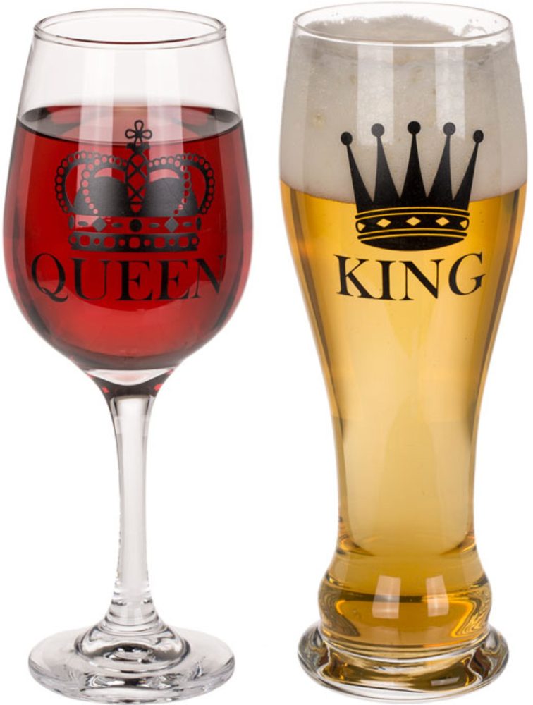 Popron.cz Sklenice pro pár King a Queen, 600 ml a 430 ml