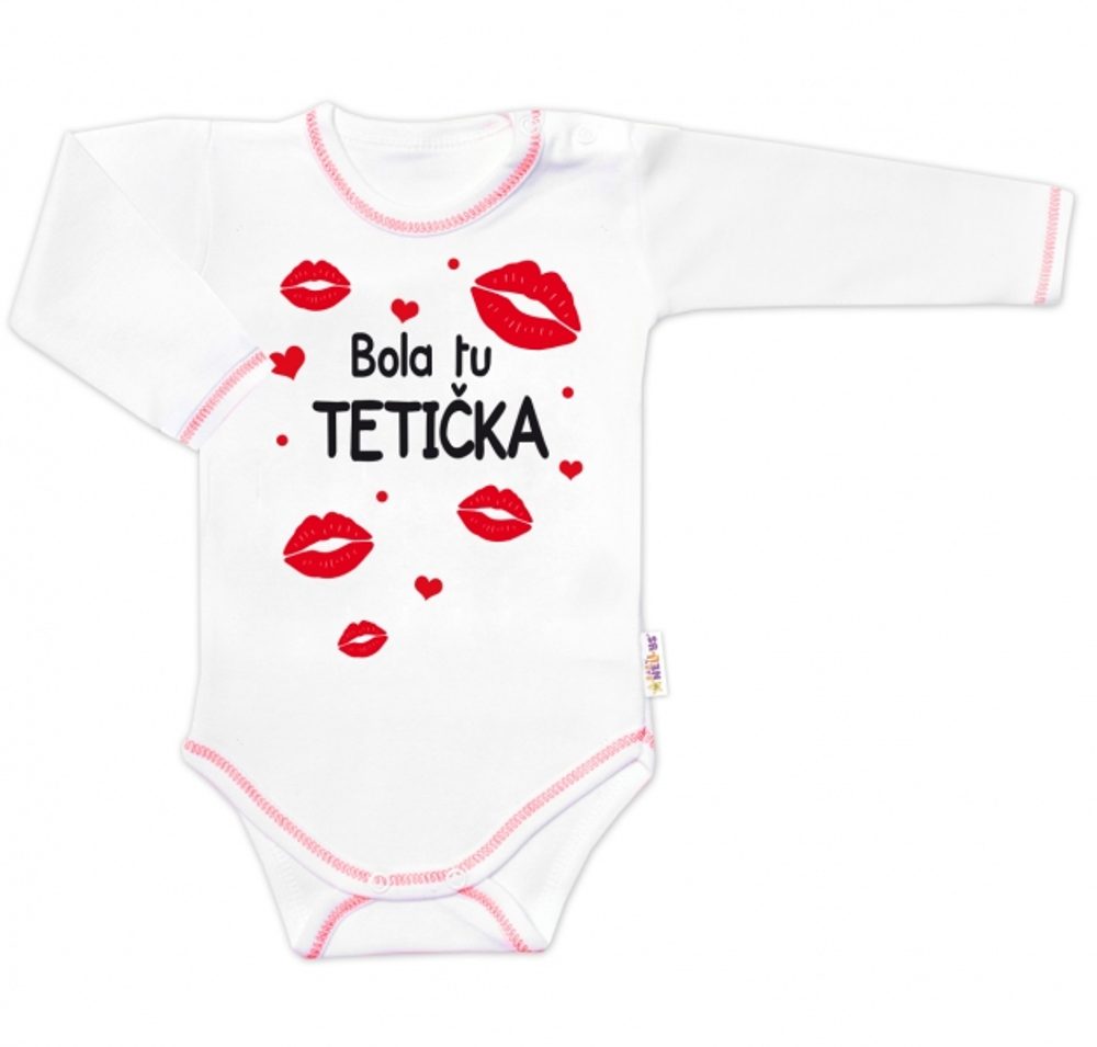 Baby Nellys Body dlouhý rukáv s vtipným textem Baby Nellys, Bola tu TETIČKA - 74 (6-9m)