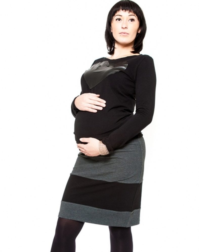 Be MaaMaa Těhotenská sukně Be MaaMaa - LORA černá/grafit