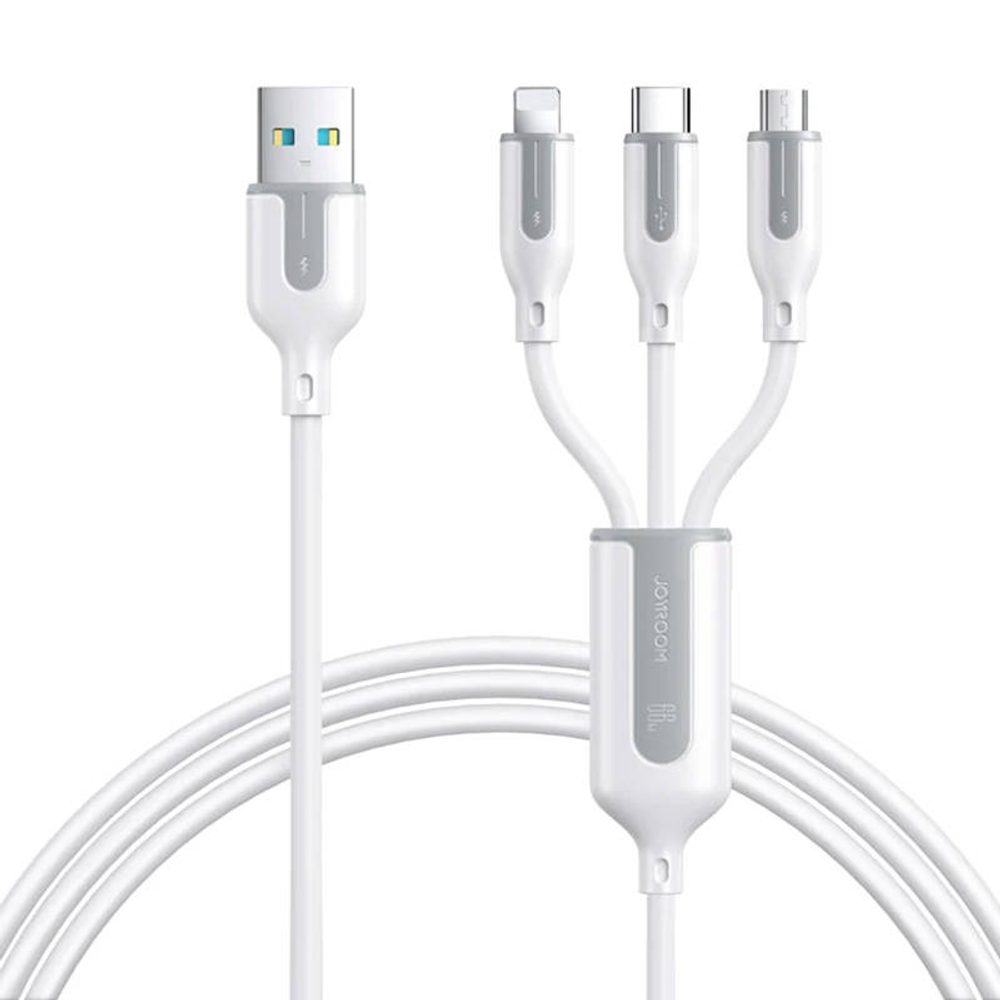 Joyroom USB kabel Joyroom S-1T3066A15, 3 v 1, 66W/kabel 1,2 m (bílý)