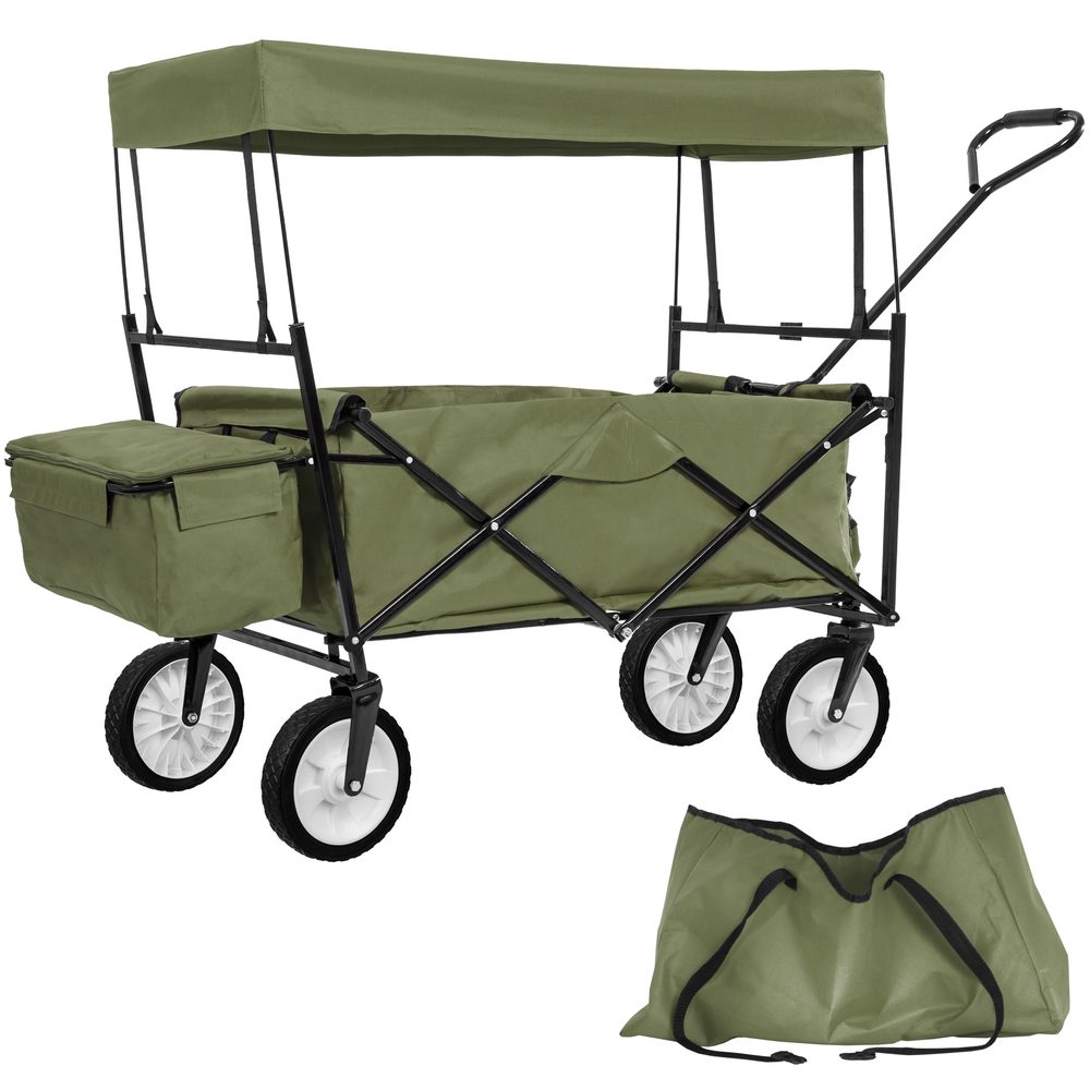 tectake 402316 skládací ruční vozík s taškou, nosnost 80 kg - zelená - zelená