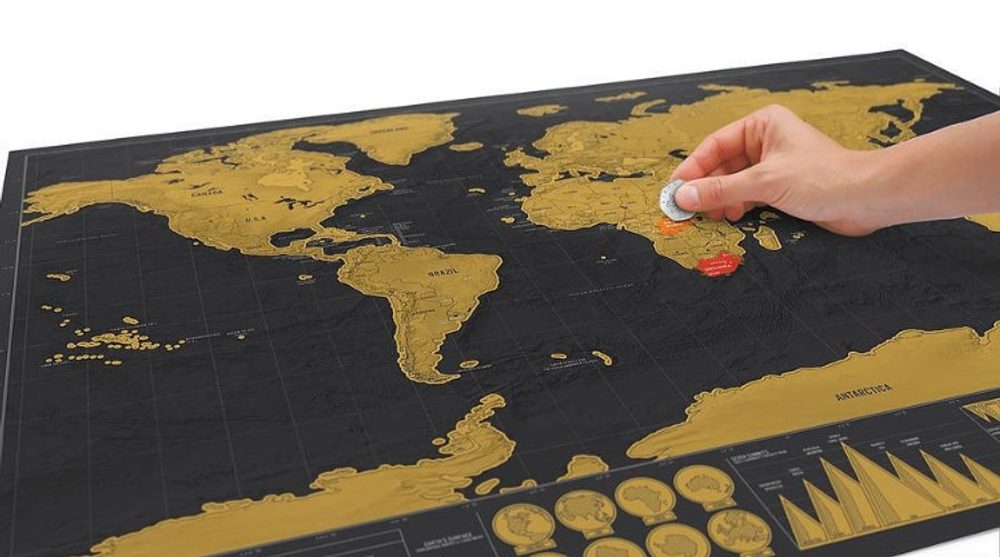 Popron.cz Stírací mapa světa deluxe černá 83 x 60 cm