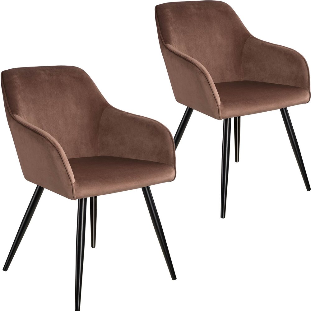 tectake 404026 2x židle marilyn sametový vzhled černá - hnědo - černá - hnědo - černá