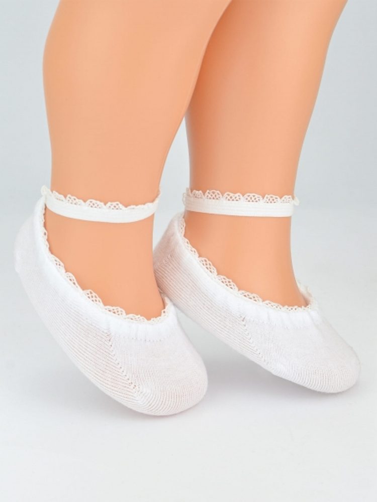 Baby Nellys Kojenecké bavlněné ponožky s krajkou, bílé, 6-12 m