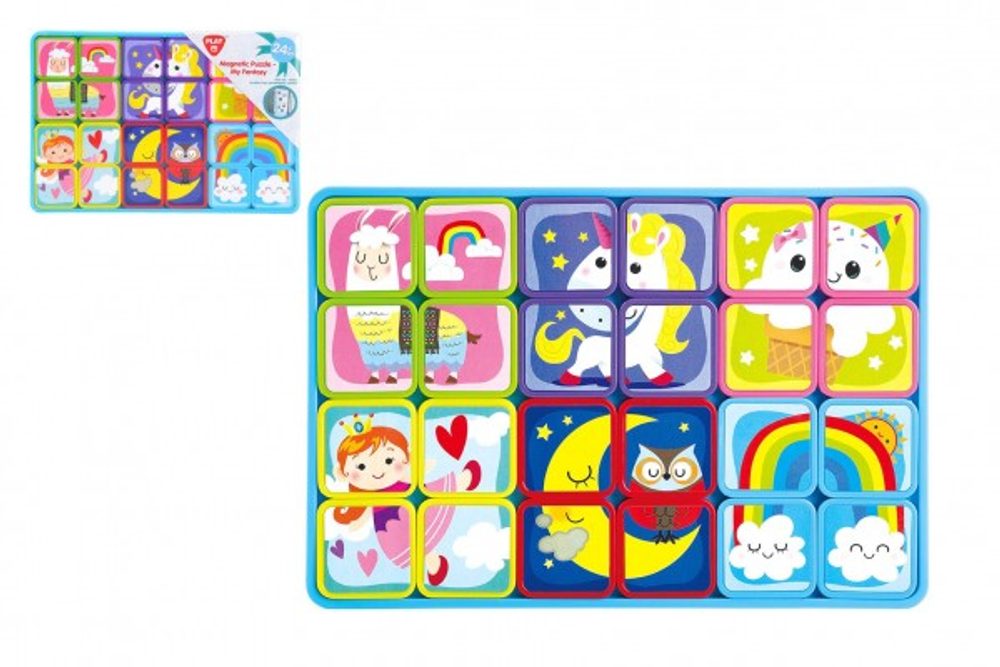 Teddies Puzzle magnetické deskové fantazie plast ve fólii 30x20x1cm 12ks v boxu 24m+