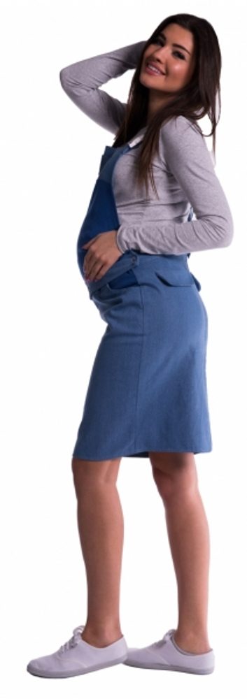 Be MaaMaa Těhotenské šaty/sukně s láclem - modré - M (38)