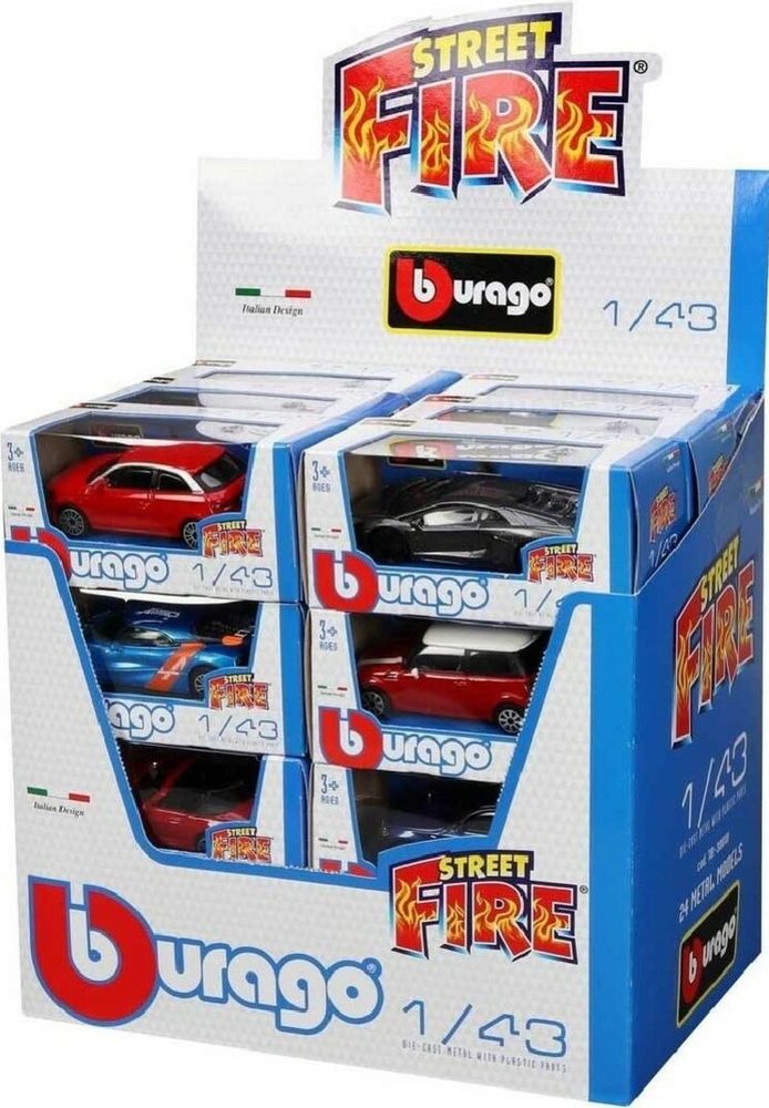 Bburago 2020 Bburago ASST 1:43 Street Fire (3 x 24 DISPLAY) 72ks Novinky2023