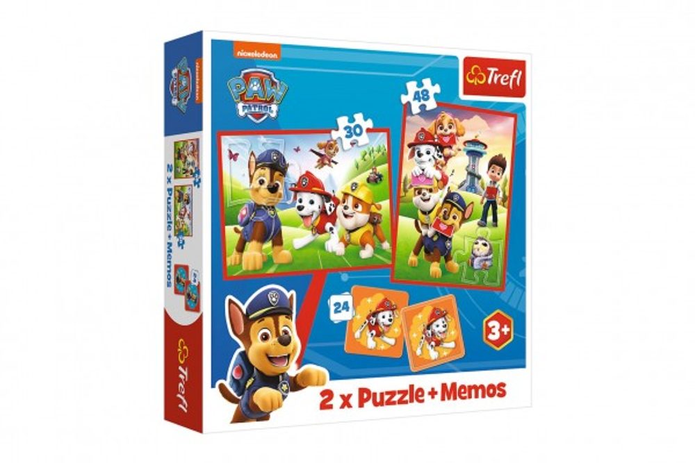 Trefl Puzzle 2v1 + pexeso Psí tým Tlapková patrola/Paw Patrol 27,5x20,5cm v krabici 28x28x6cm