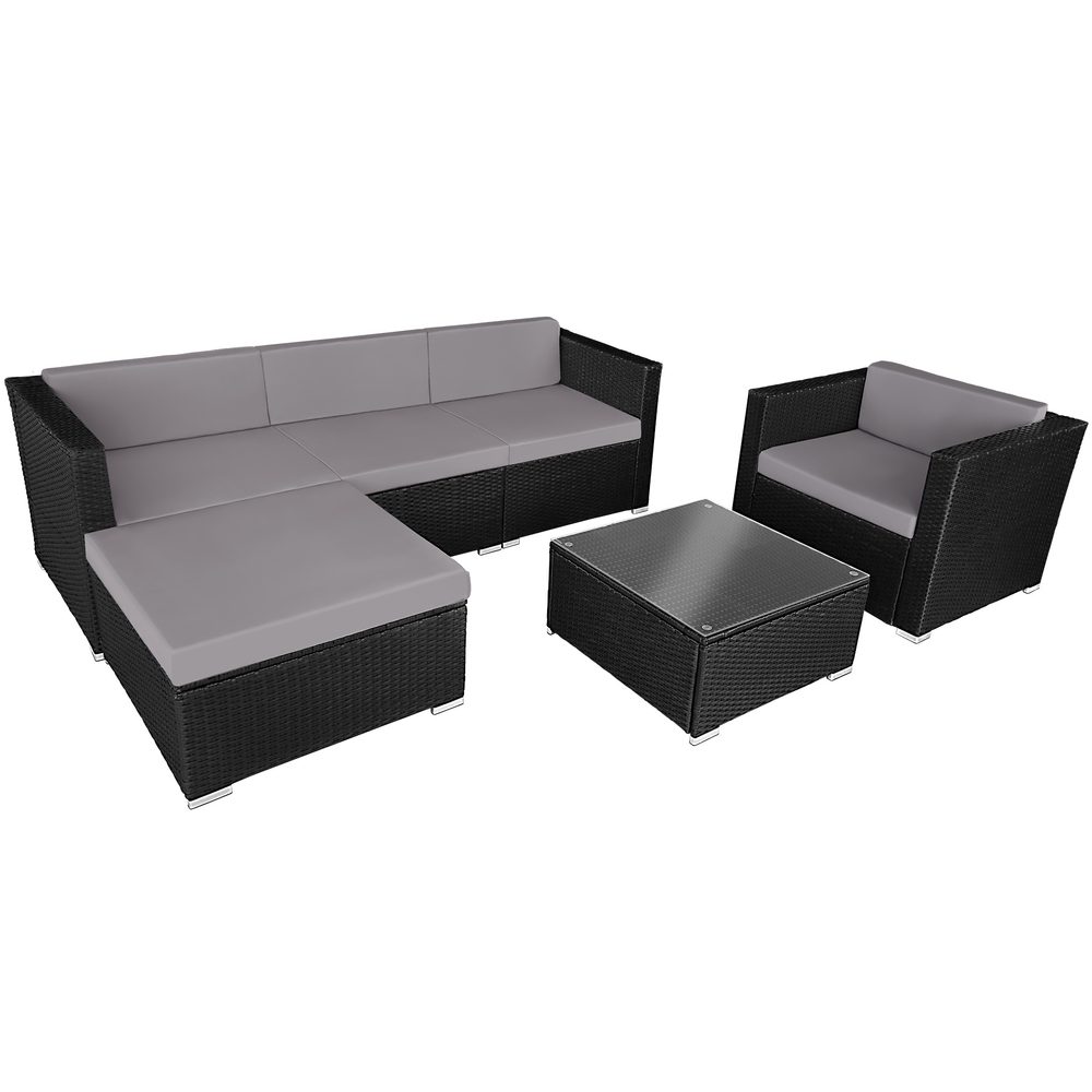 tectake 403696 zahradní ratanový nábytek milano - černá/šedá - černá/šedá