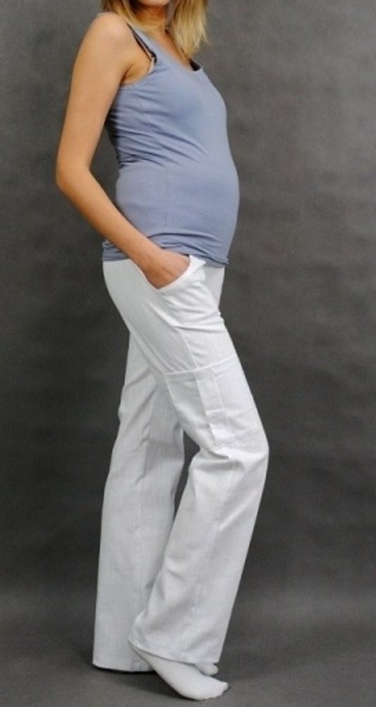 Be MaaMaa Těhotenské kalhoty s boční kapsou - bílá - S (36)