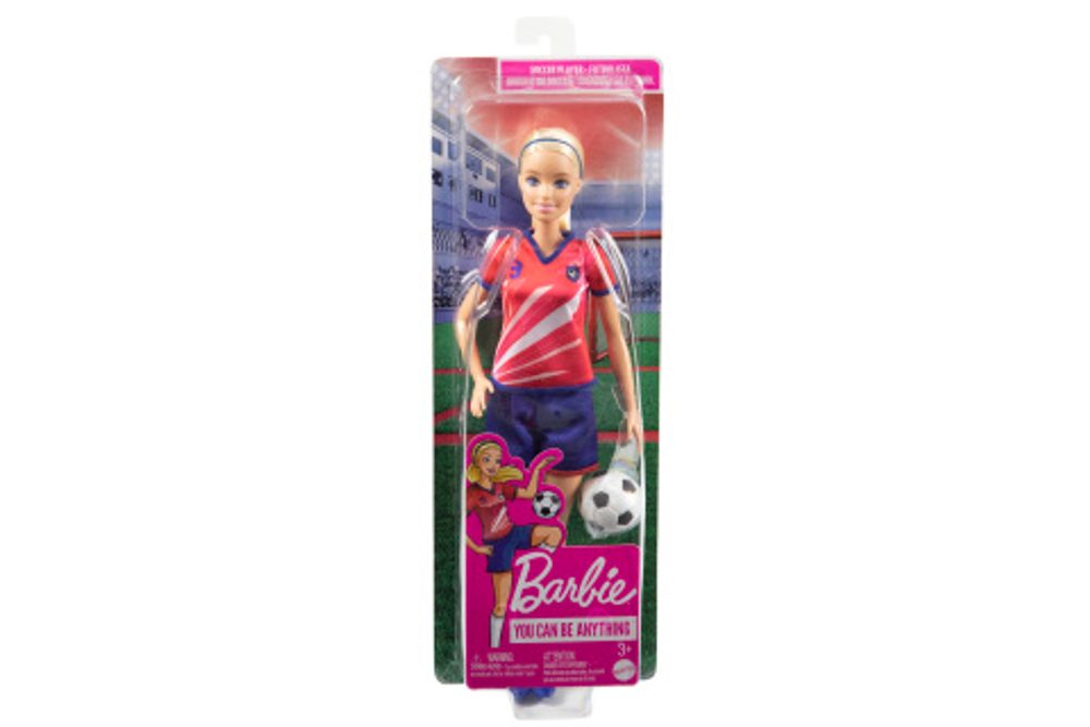 Popron.cz Barbie Fotbalová panenka-Barbie v červeném dresu HCN17