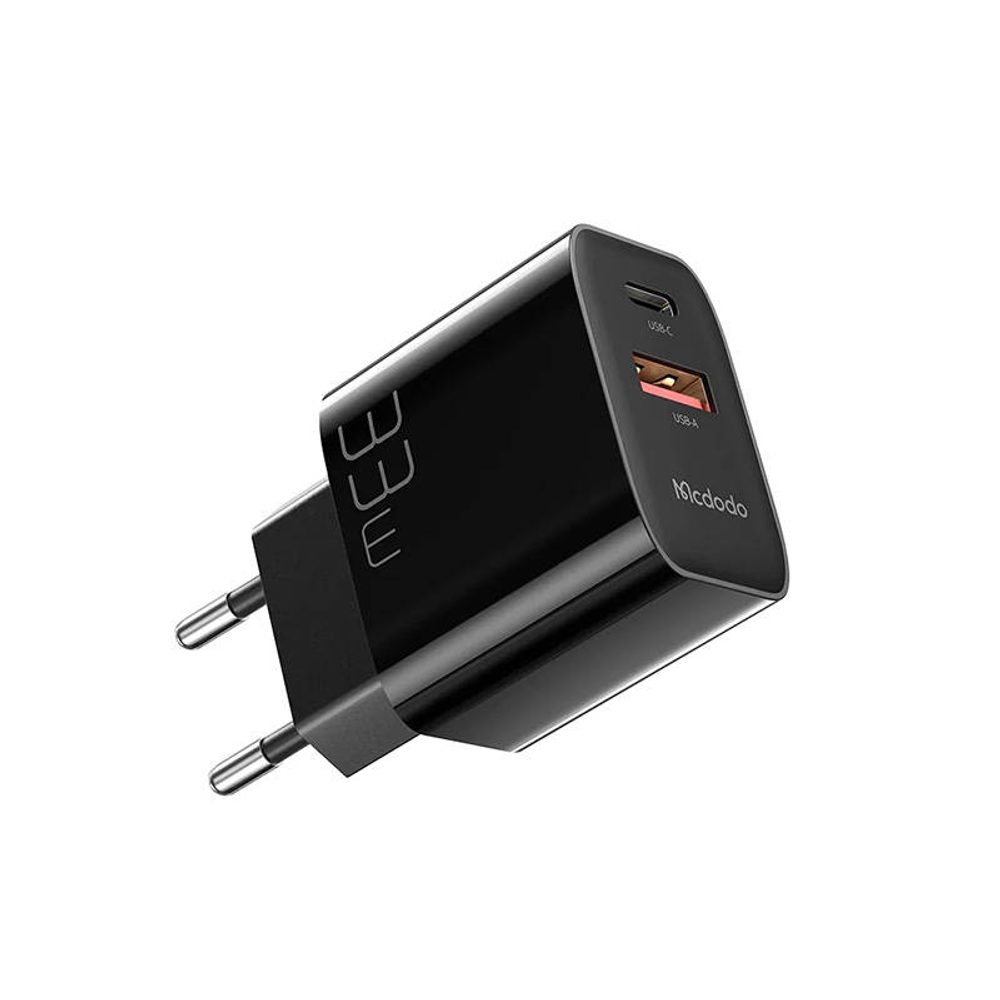 Mcdodo Nástěnná nabíječka Mcdodo CH-0922 USB + USB-C, 33W + kabel USB-C (černá)