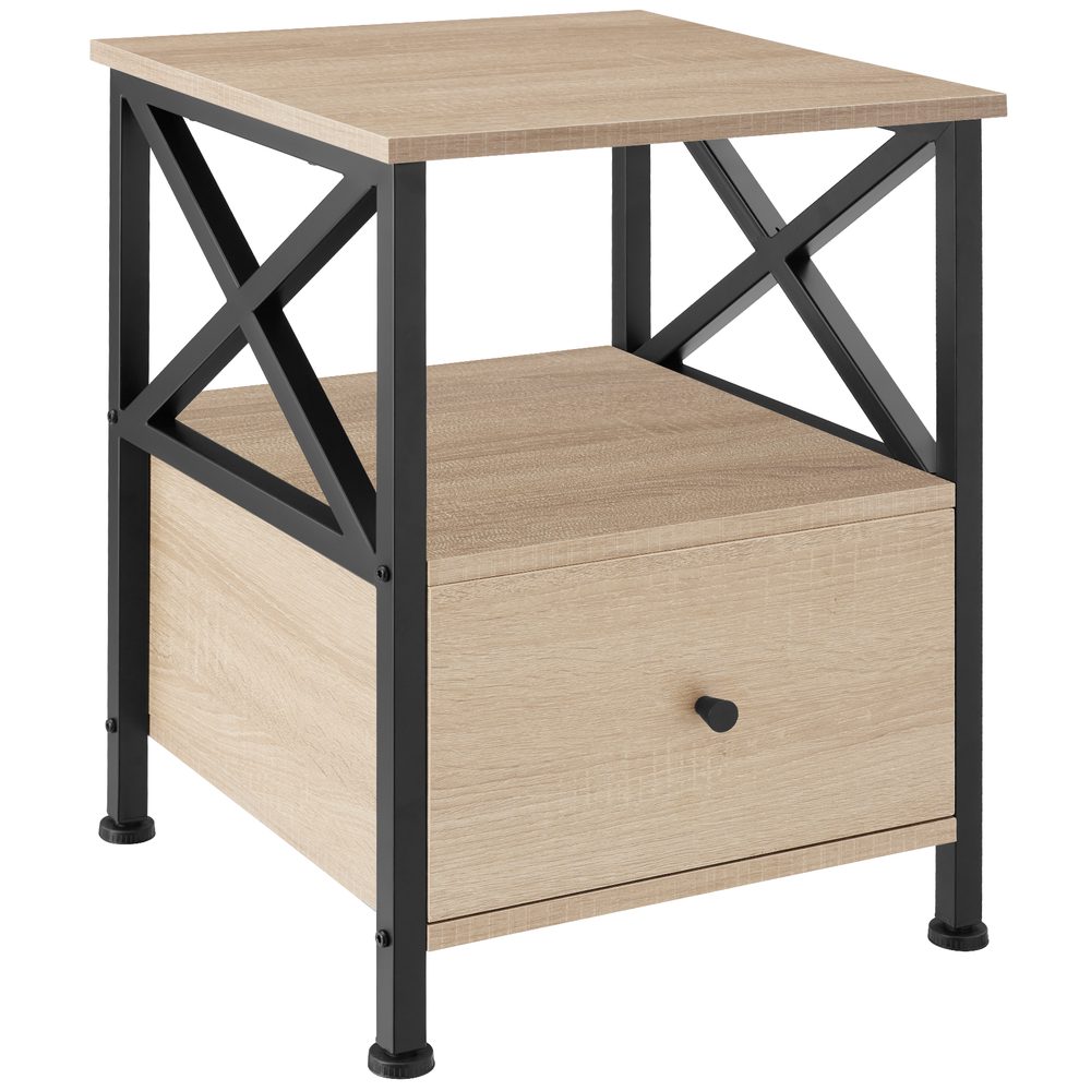 tectake 404733 noční stolek falkirk 40x41,5x55,5cm - Industrial světlé dřevo, dub Sonoma - Industrial světlé dřevo