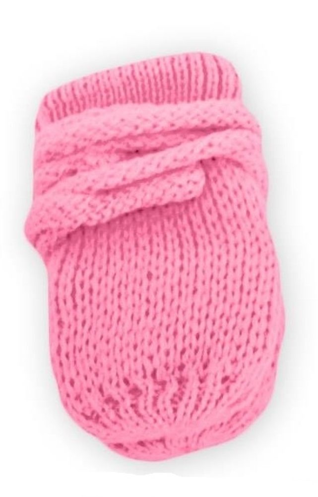 Baby Nellys Kojenecké rukavičky pletené, zimní - růžové/malinové, Baby Nellys - 56-68 (0-6 m)
