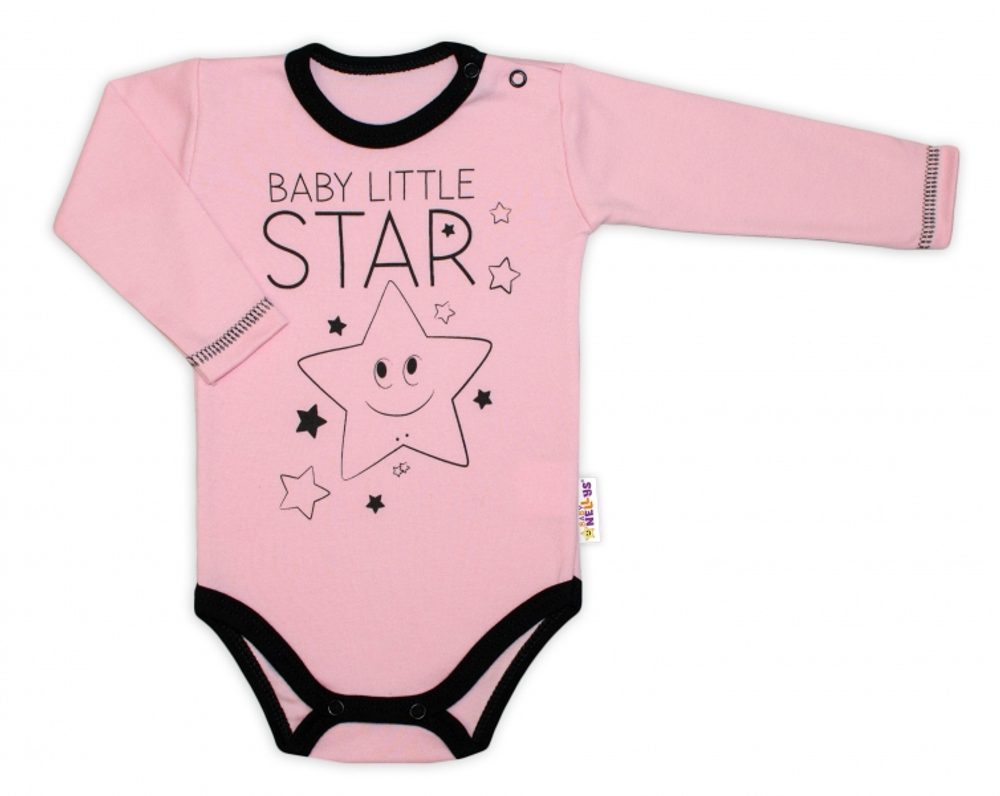 Baby Nellys Body dlouhý rukáv, růžové, Baby Little Star - 56 (1-2m)