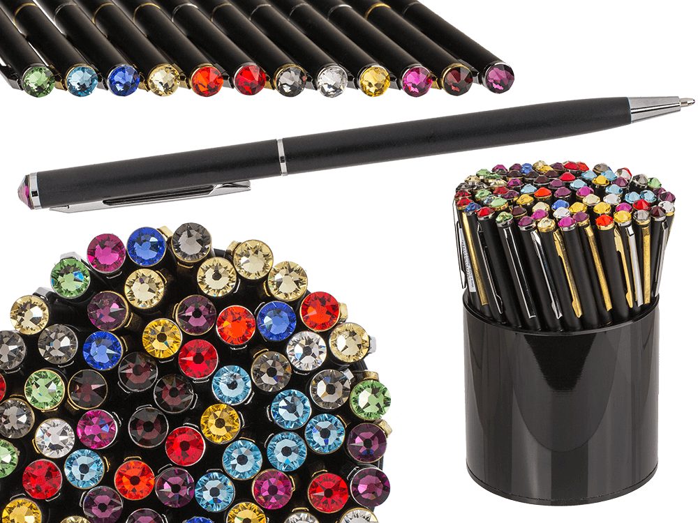 Popron.cz Černé pero s kamenem Swarovski