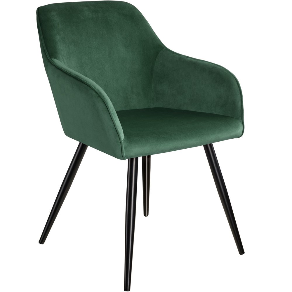 tectake 403657 židle marilyn sametový vzhled černá - tmavě zelená/černá - tmavě zelená/černá